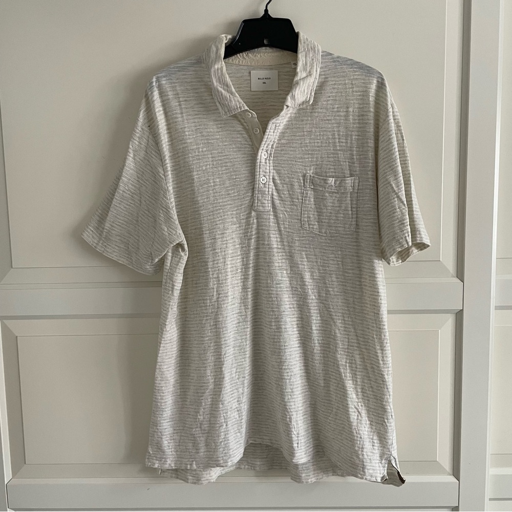 Billy Reid men’s white and grey polo shirt 20314